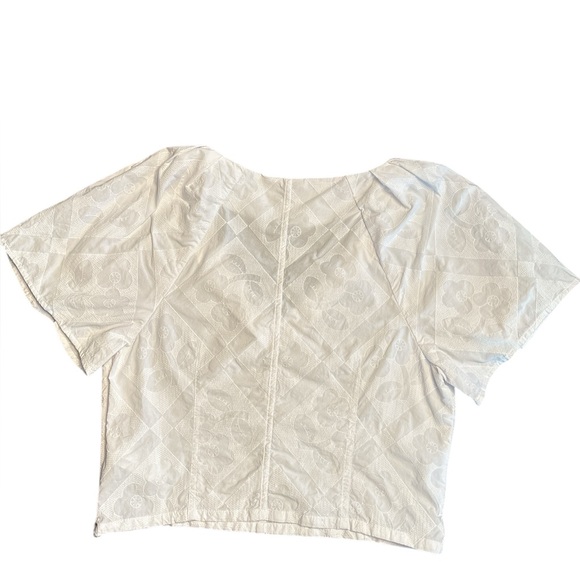Madewell Women’s Darted V-Neck Top in Floral cropped white Size 8 NWOT - Picture 5 of 9